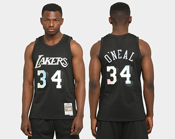 Men's Los Angeles Lakers #34 Shaquille O'Neal Black Stitched NBA Jersey Men's Los Angeles Lakers #34 Shaquille O'Neal Black Stitched NBA Jersey